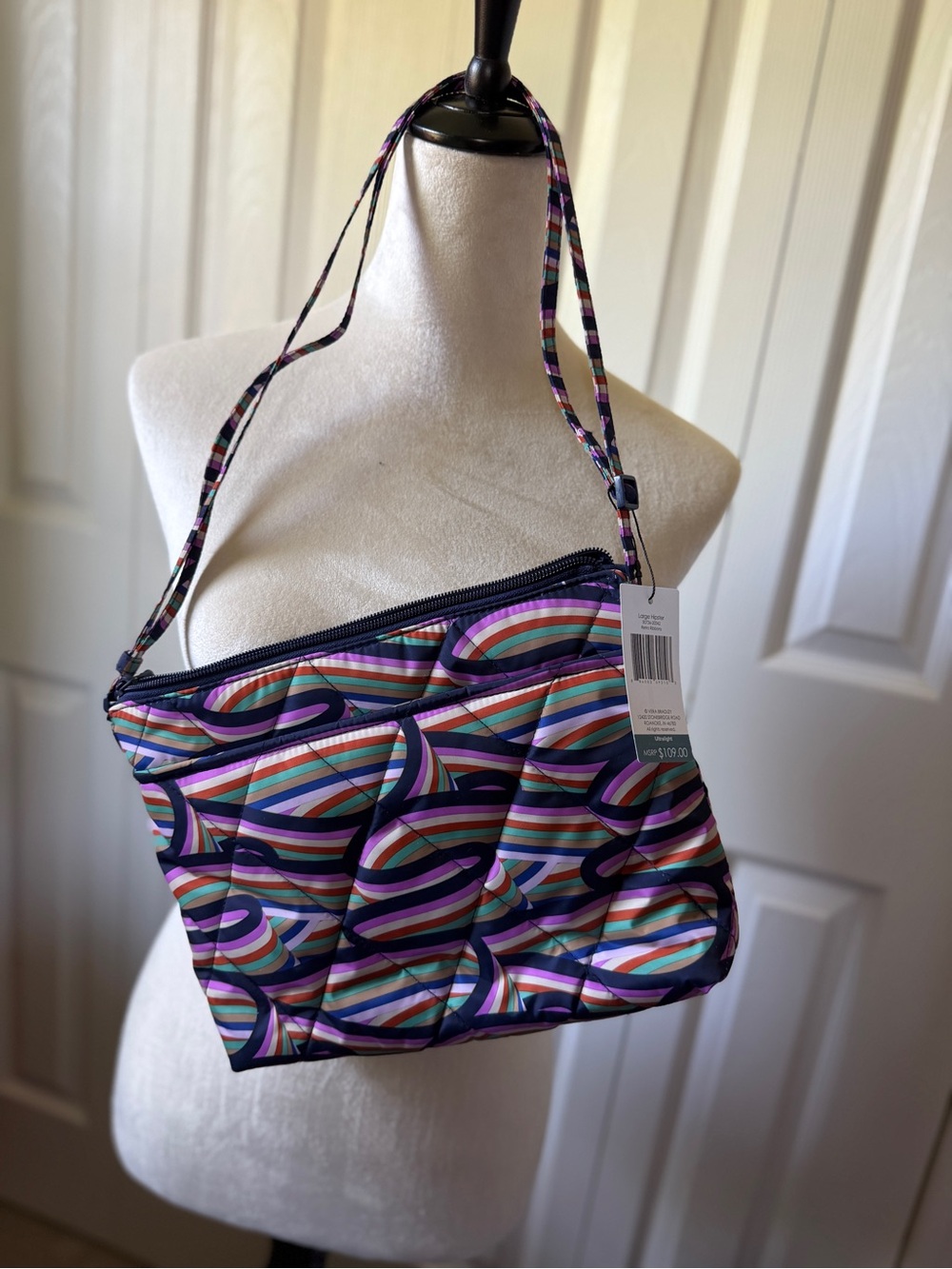 Vera Bradley Retro Ribbons large hipster with wallet crossbody